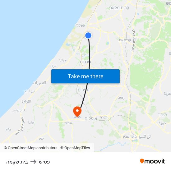 בית שקמה to פטיש map