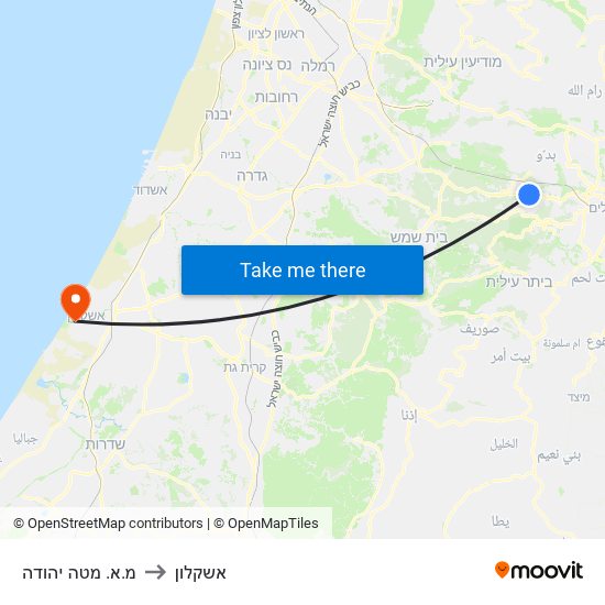 מ.א. מטה יהודה to אשקלון map