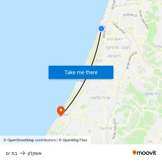בת ים to אשקלון map