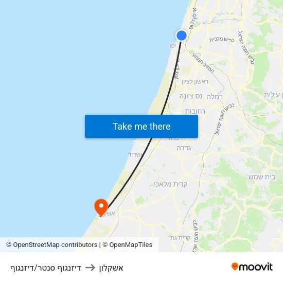 דיזנגוף סנטר/דיזנגוף to אשקלון map