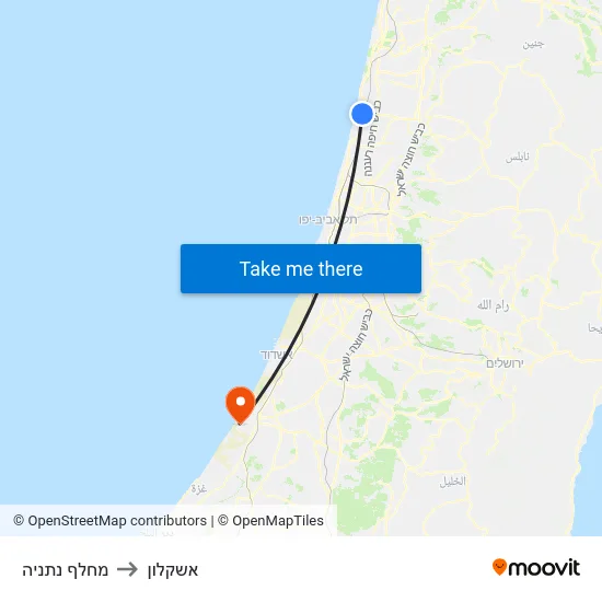 מחלף נתניה to אשקלון map