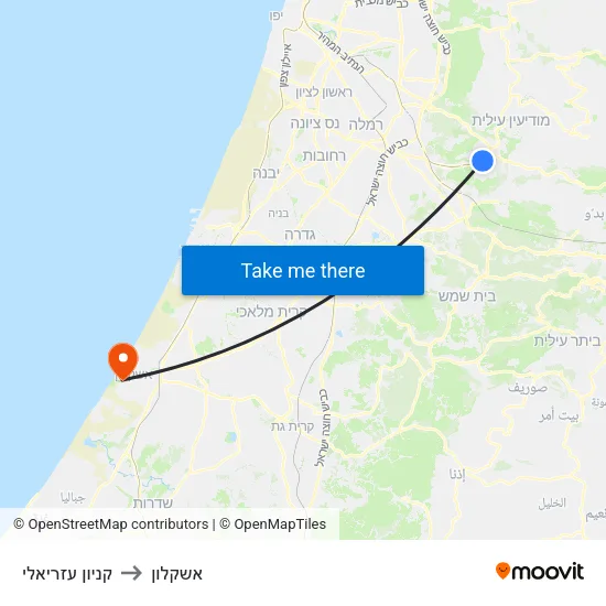 קניון עזריאלי to אשקלון map