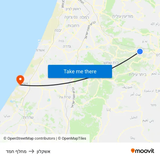 מחלף חמד to אשקלון map