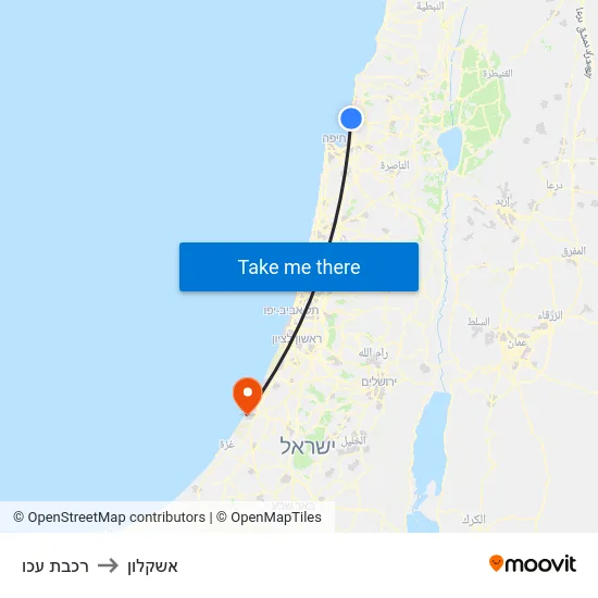 רכבת עכו to אשקלון map