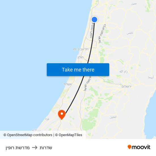 מדרשת רופין to שדרות map