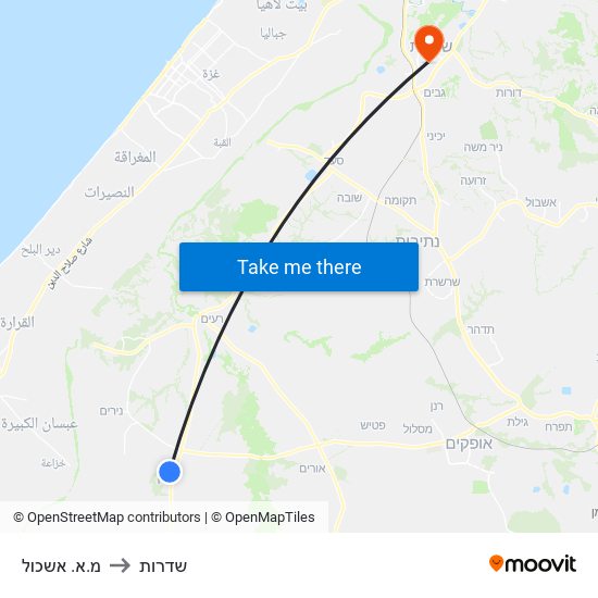 מ.א. אשכול to שדרות map