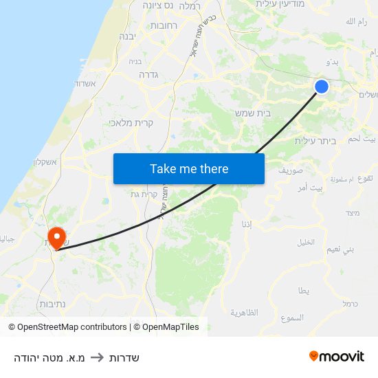 מ.א. מטה יהודה to שדרות map