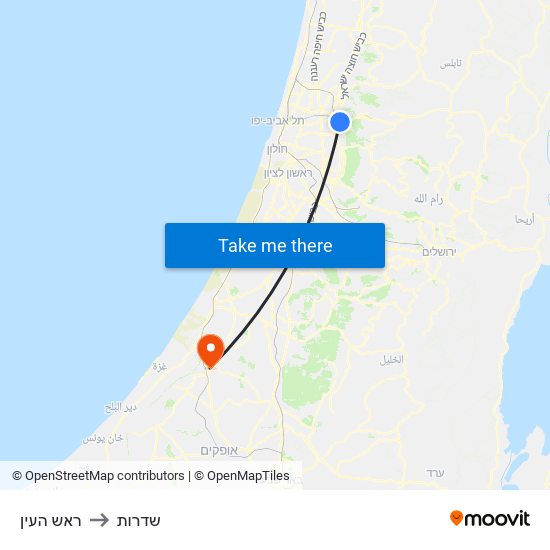 ראש העין to שדרות map