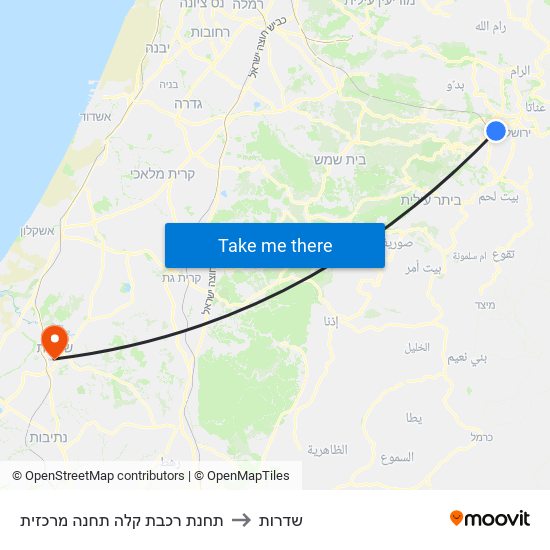 תחנת רכבת קלה תחנה מרכזית to שדרות map