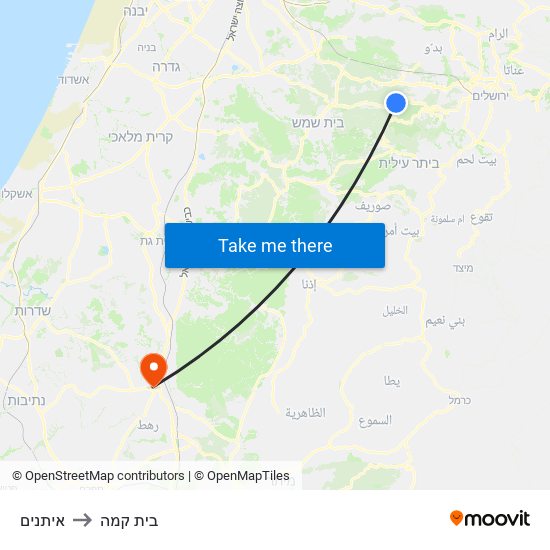 איתנים to בית קמה map