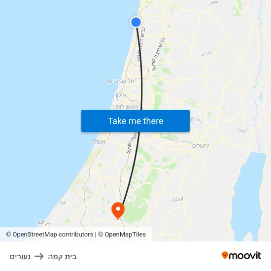 נעורים to בית קמה map