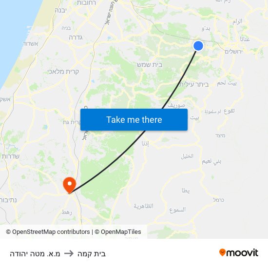 מ.א. מטה יהודה to בית קמה map