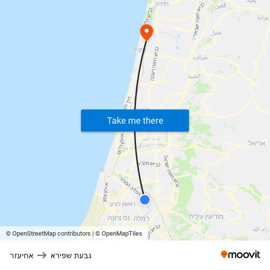 אחיעזר to גבעת שפירא map