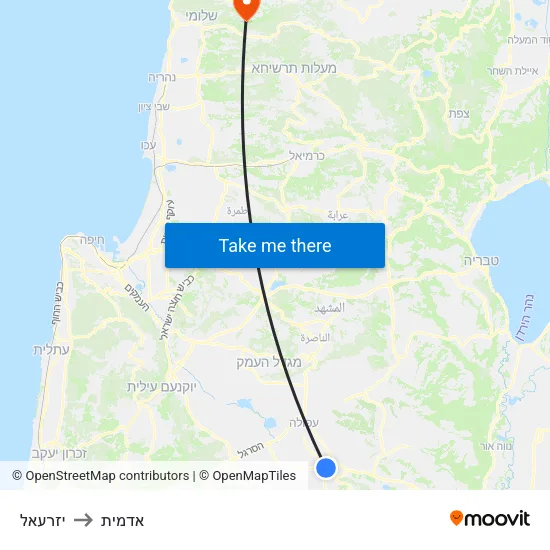 יזרעאל to אדמית map