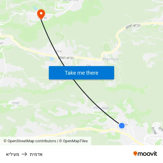 מעיליא to אדמית map
