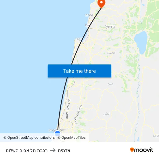 רכבת תל אביב השלום to אדמית map