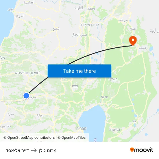 דייר אל-אסד to מרום גולן map