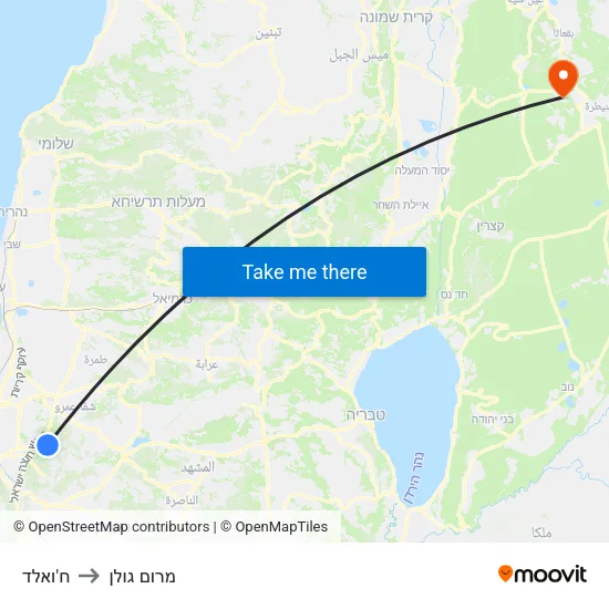 ח'ואלד to מרום גולן map