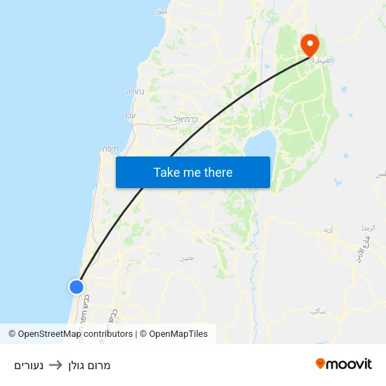 נעורים to מרום גולן map