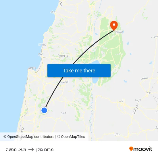 מ.א. מנשה to מרום גולן map