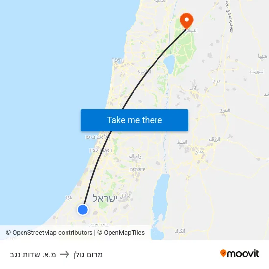 מ.א. שדות נגב to מרום גולן map