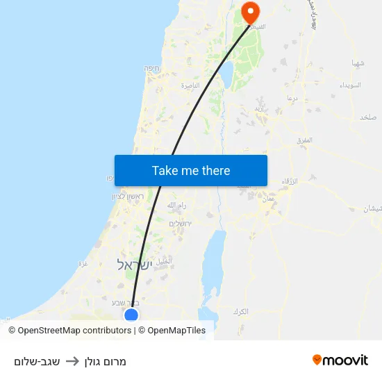 שגב-שלום to מרום גולן map
