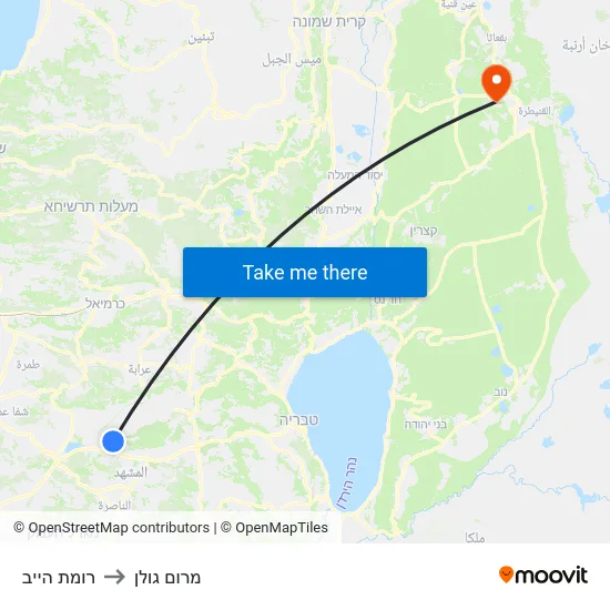 רומת הייב to מרום גולן map
