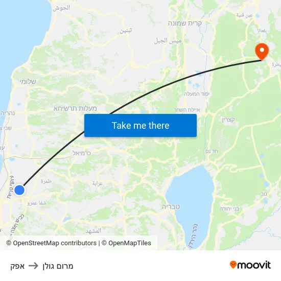 אפק to מרום גולן map