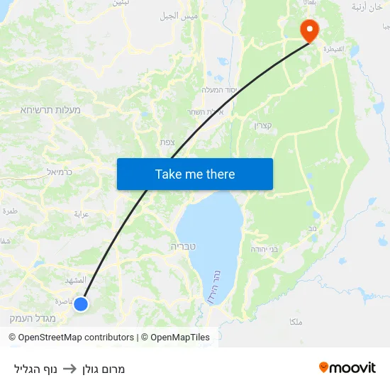 נוף הגליל to מרום גולן map