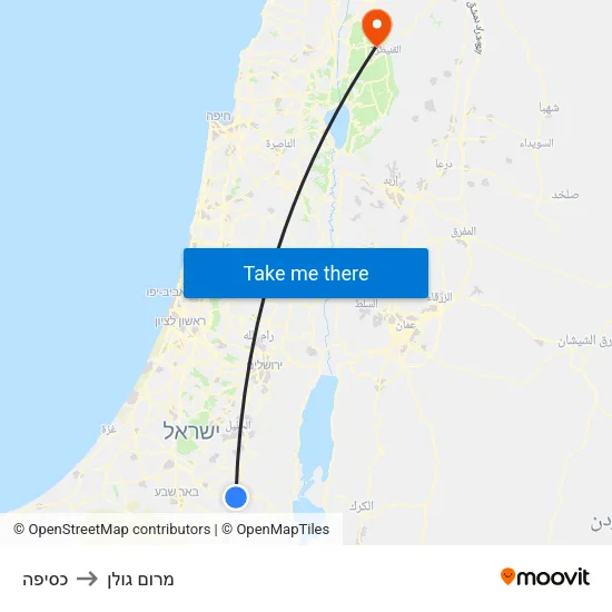 כסיפה to מרום גולן map