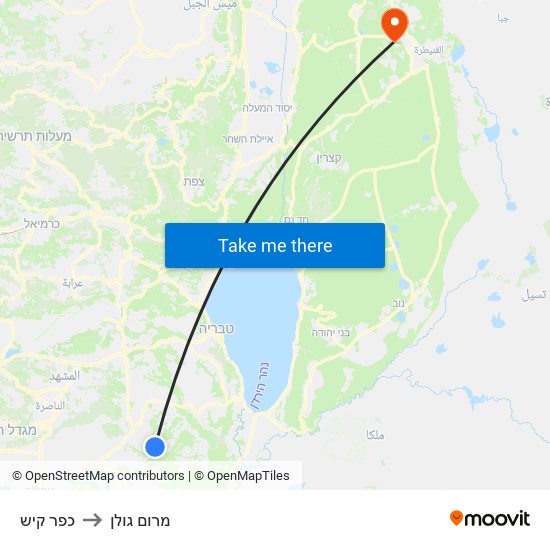 כפר קיש to מרום גולן map