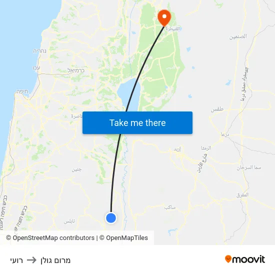 רועי to מרום גולן map