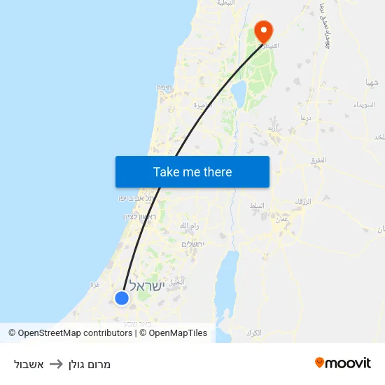 אשבול to מרום גולן map
