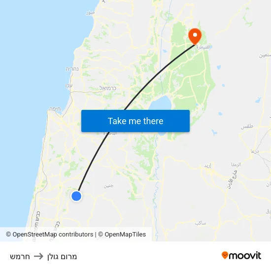 חרמש to מרום גולן map