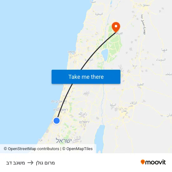 משגב דב to מרום גולן map