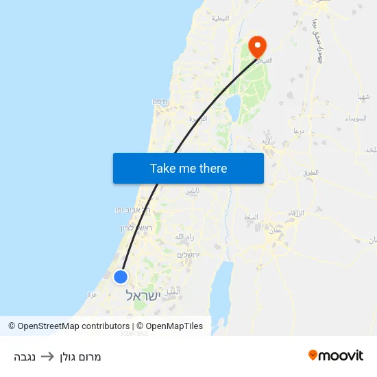 נגבה to מרום גולן map
