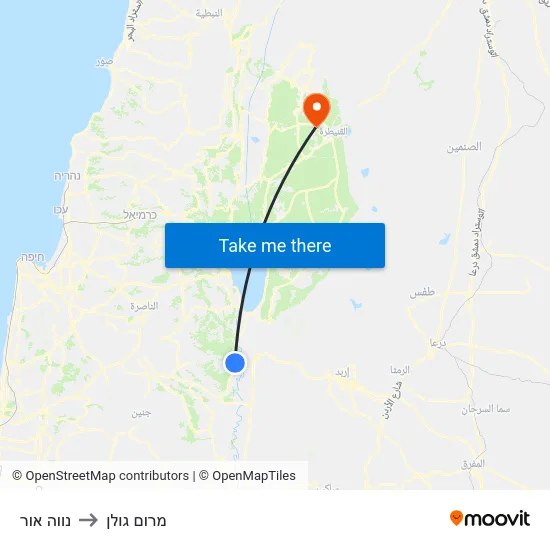 נווה אור to מרום גולן map