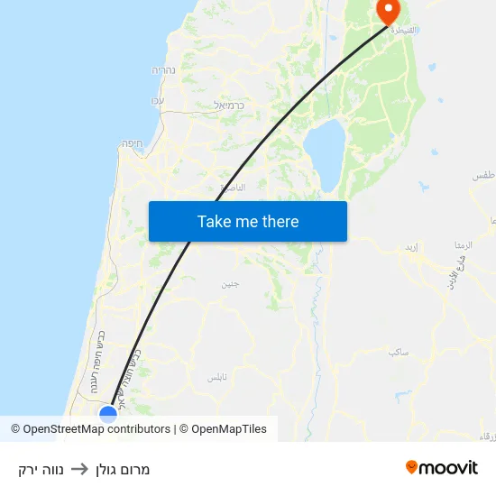 נווה ירק to מרום גולן map