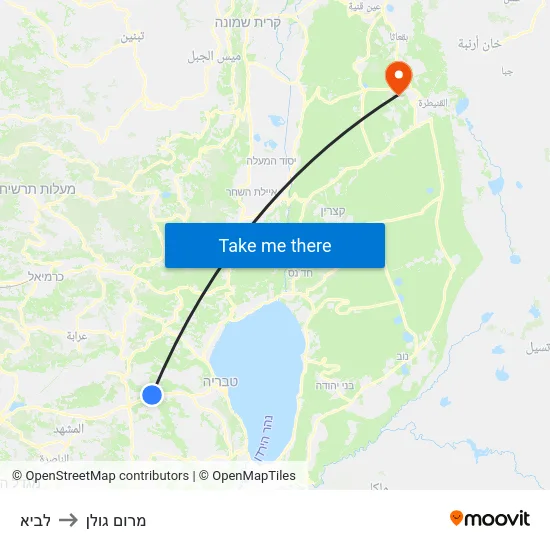 לביא to מרום גולן map