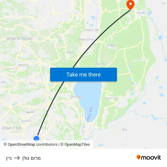 ניין to מרום גולן map