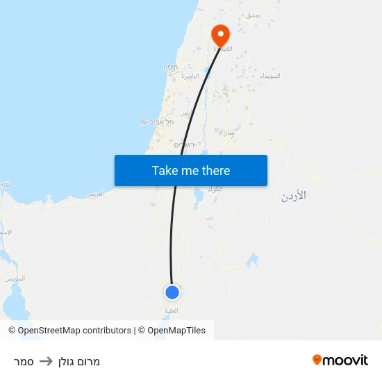 סמר to מרום גולן map