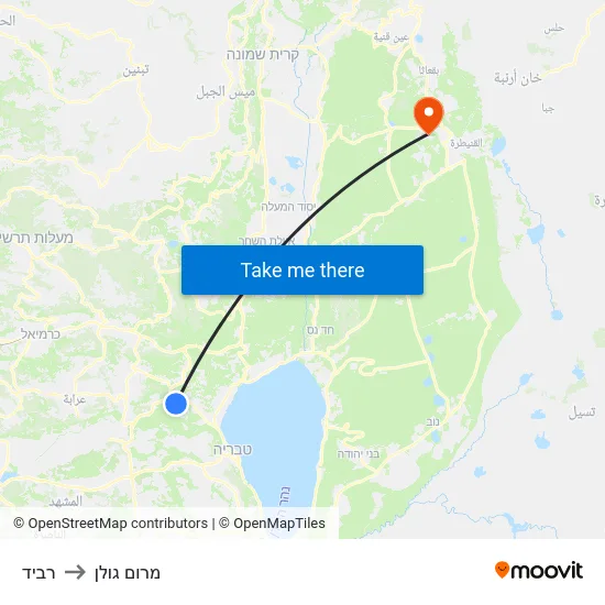 רביד to מרום גולן map
