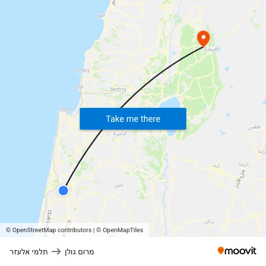 תלמי אלעזר to מרום גולן map