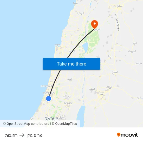 רחובות to מרום גולן map