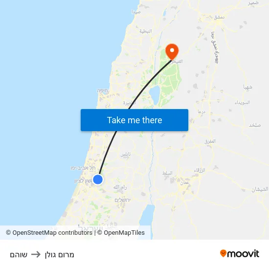 שוהם to מרום גולן map