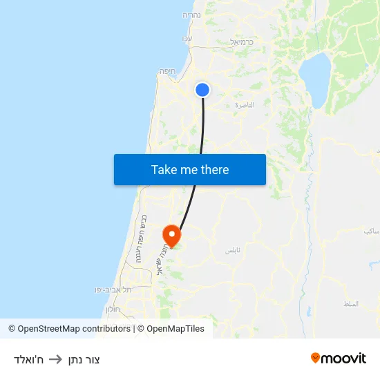 ח'ואלד to צור נתן map