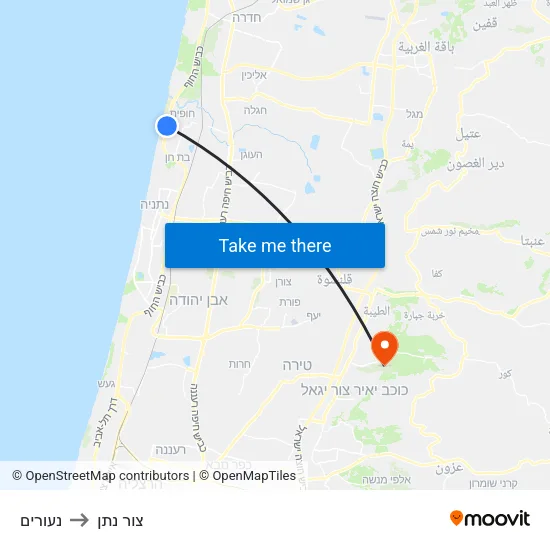 נעורים to צור נתן map