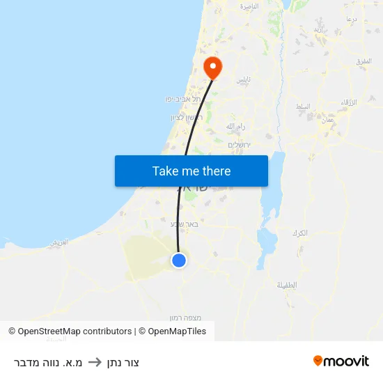 מ.א. נווה מדבר to צור נתן map