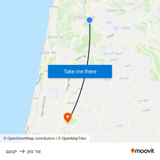 יקנעם to צור נתן map