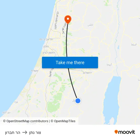 הר חברון to צור נתן map